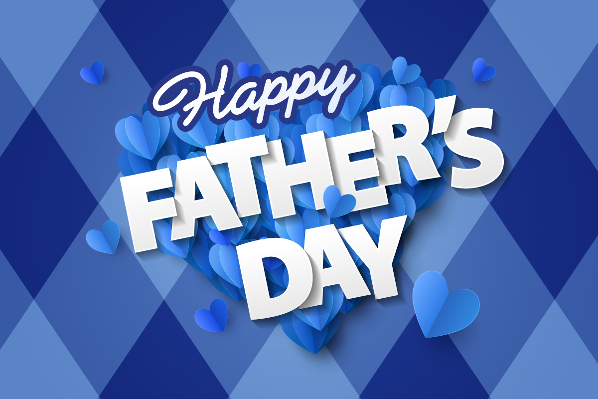 Happy Father’s Day We Look Up to You card with blue background and illustrated flowers